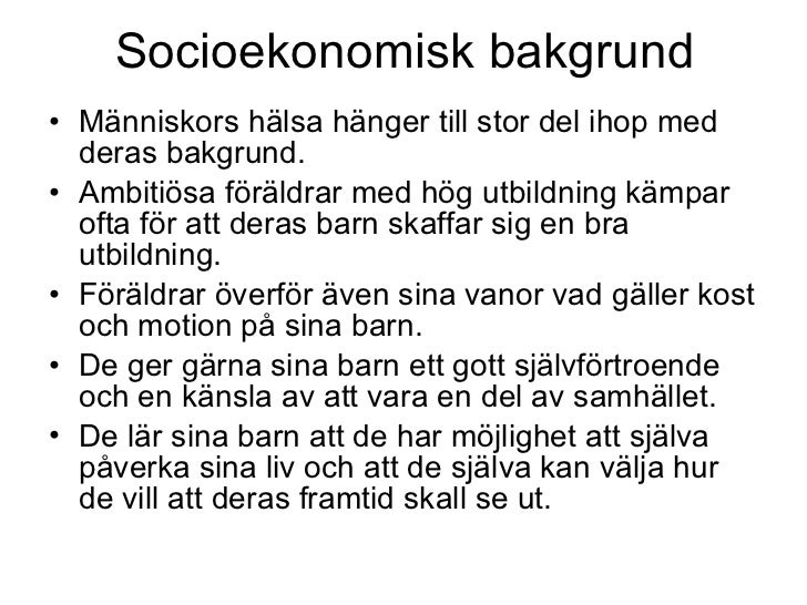 socioekonomiska faktorer hälsa